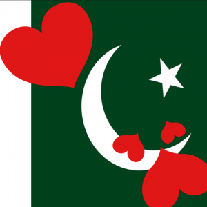 pakistan flag with red hearts on it